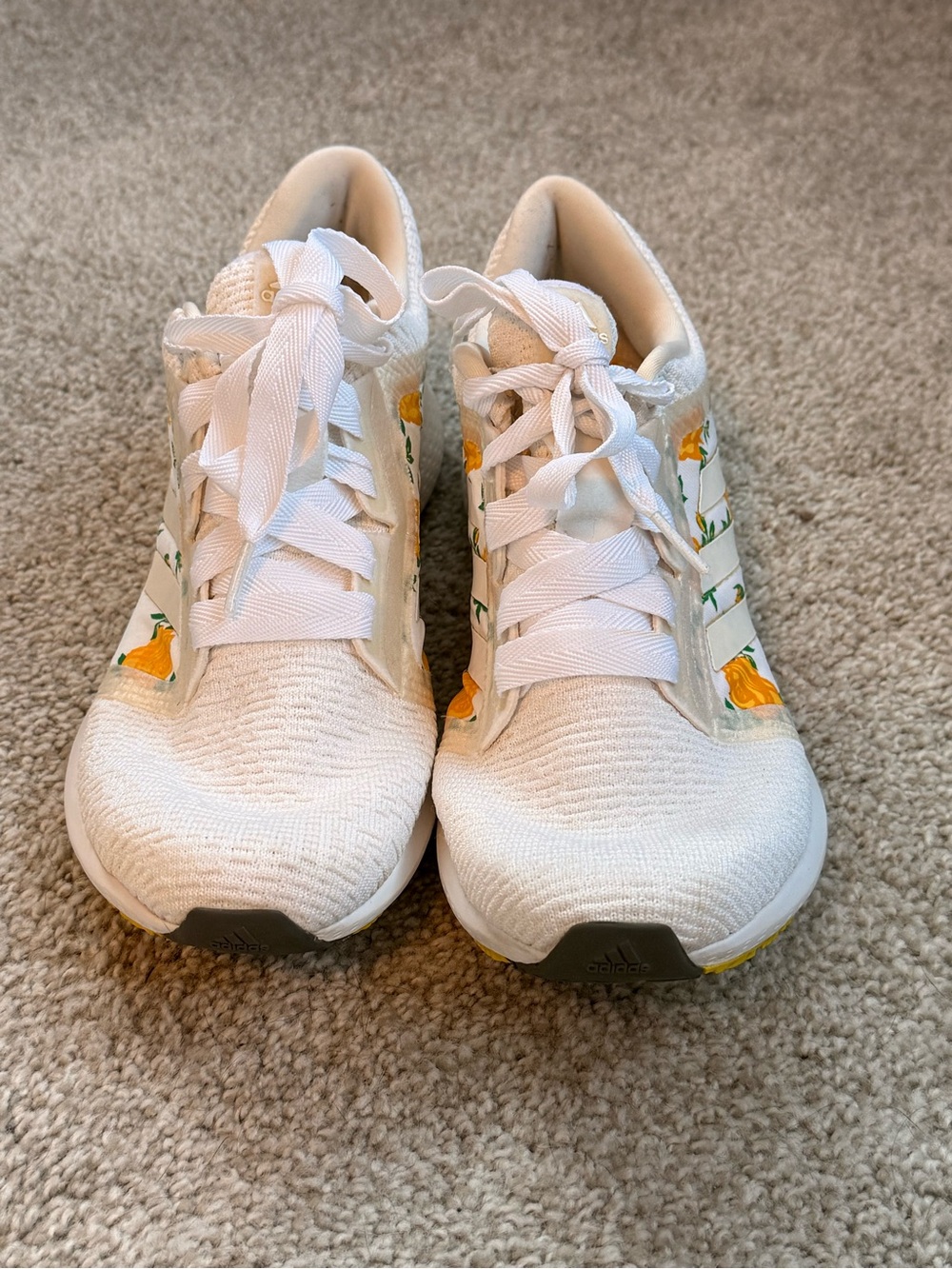 adidas Edge Lux White Yellow Rose Floral Running Shoes Women’s 9
